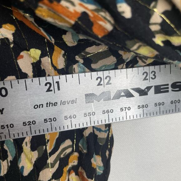 Jane and Delancey Blouse SZ XL Button Down Boho Abstract Gold MetallicThread - Picture 11 of 14